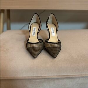 Jimmy Choo Black Mesh Pointed Heels